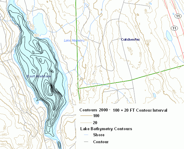 Example of Elevation Contours and Lake Bathymetry
