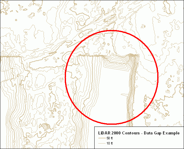 Example of error in Elevation Contour dataset